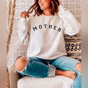 White 'Mother' Graphic Sweatshirt